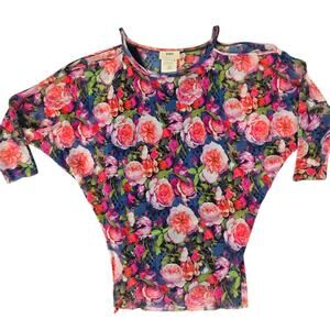Fuzzi Sheer Fairy Mesh Floral Blouse Women Artsy Maximalist Italy Women Small
